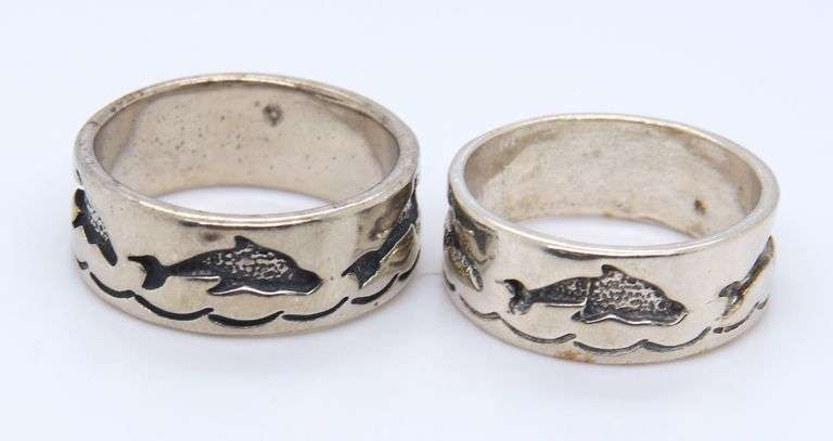 Group Lot of 2 Vintage 925 Sterling Silver Bands