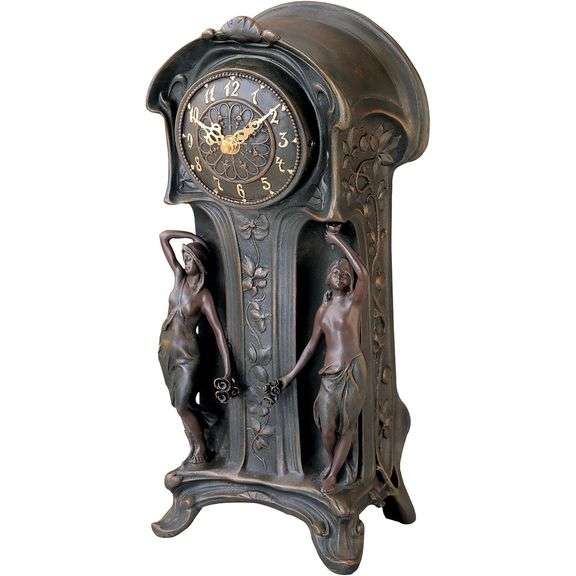 Dual Maiden Art Nouveau Mantelpiece Clock