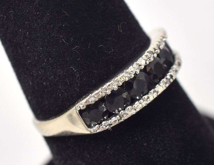 Darling 10K White Gold Blue Sapphire Gemstone and Diamond Ring