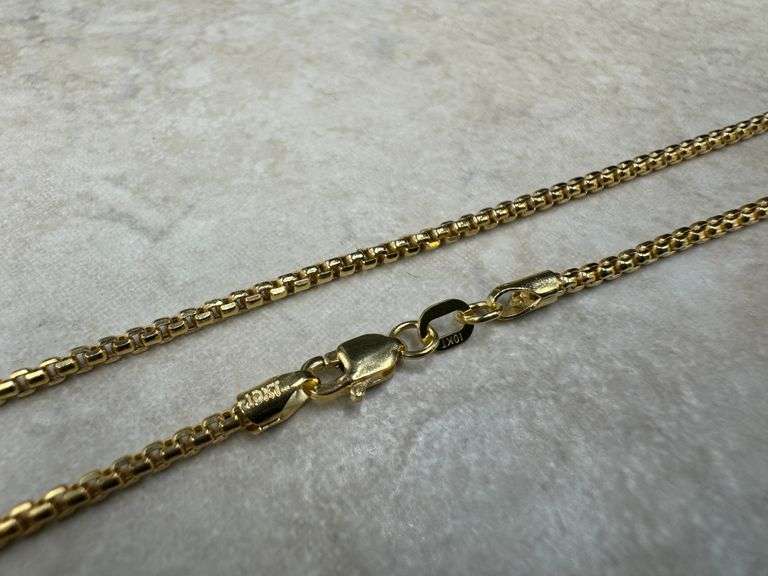 10k Yellow Gold-Hollow Round Box Link Chain 1.8mm Necklace 30"