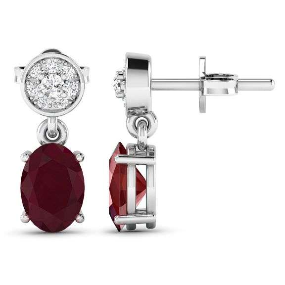 14KT White Gold 1.7ctw Ruby and Diamond Earrings