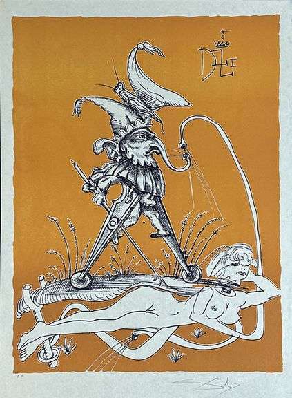 Rare Pencil Signed Dali Original Lithograph From The 'Pantagruel' Suite