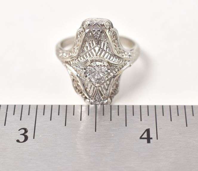Sensational Vintage Art Deco Style Diamond Ring in 14K White Gold