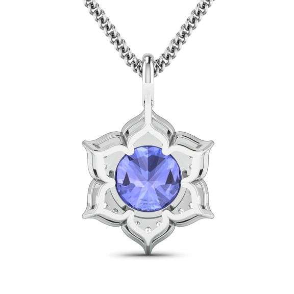 14KT White Gold 2.02ctw Tanzanite and Diamond Pendant