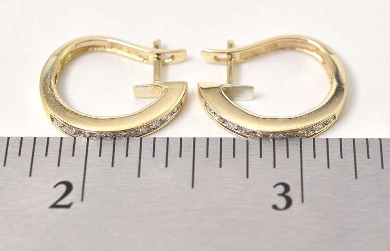 Stunning Diamond Hoop Earrings in 14K Yellow Gold
