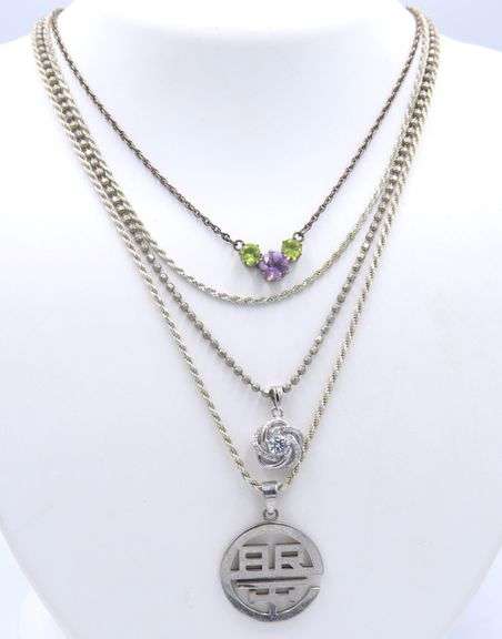 Lot of 4 Vintage 925 Sterling Silver Necklaces