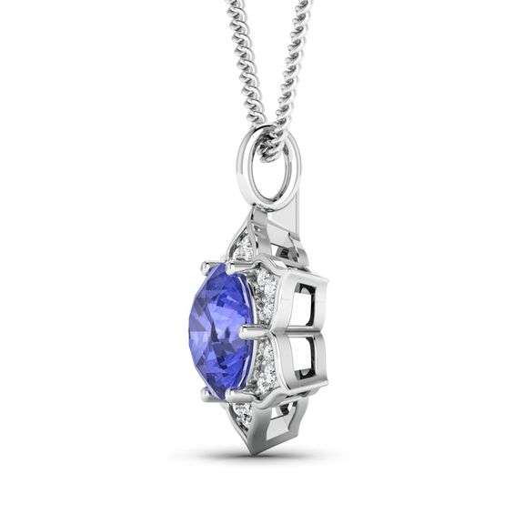 14KT White Gold 2.02ctw Tanzanite and Diamond Pendant