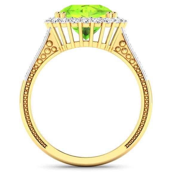 14KT Yellow Gold 2.6ctw Peridot and Diamond Ring