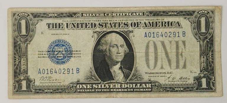 1928 A $1 Dollar Silver Certificate, Circulated