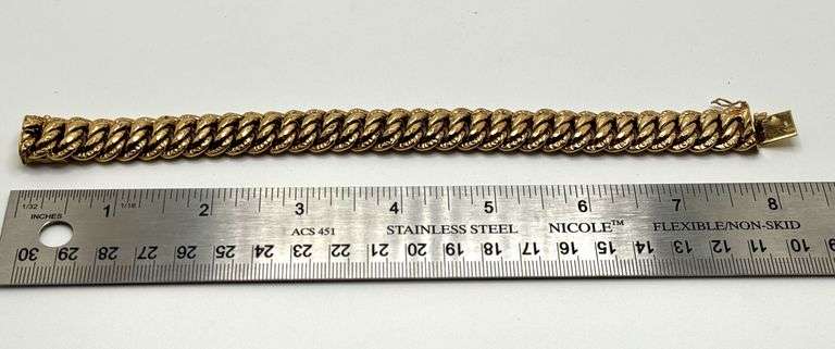 Elegant 18kt Yellow Gold Italian Link Bracelet - 28 Grams, 8 Inches of Timeless Beauty
