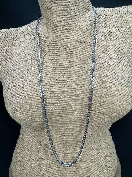 10k White Gold Solid Curb Link Chain 3.2mm Necklace 22"
