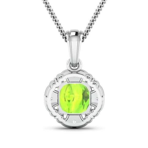 14KT White Gold 2.02ctw Peridot and Diamond Pendant