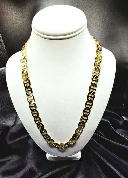 Huge 80 Gram14K Tri-Layered Yellow Gold Plate Mariners Link Necklace