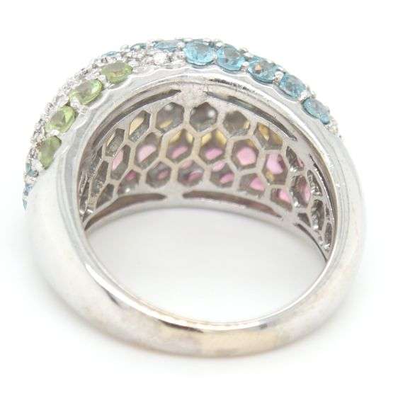 Exquisite 18kt White Gold Gemstone Weavy Ring – A Dazzling Statement of Elegance