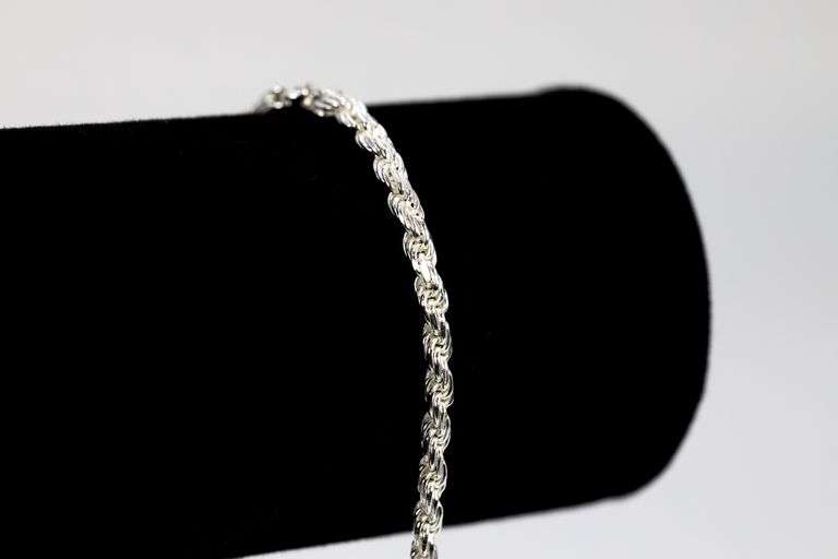 Sterling Silver Diamond-Cut Rope Chain 3mm Solid 925 Italy New Bracelet 7"