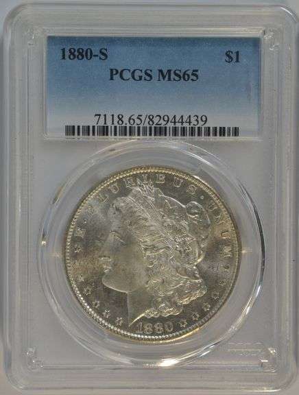 Gorgeous solid Gem BU 1880-S Morgan Silver Dollar. PCGS MS65