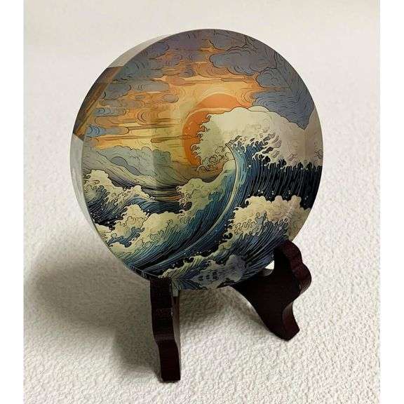 "The Great Wave off Kanagawa" Crystal Paperweight