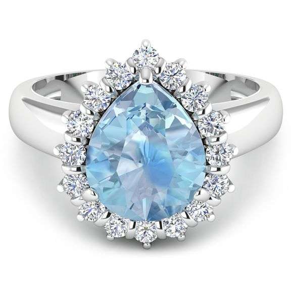 14KT White Gold 2.3ct Aquamarine and Diamond Ring