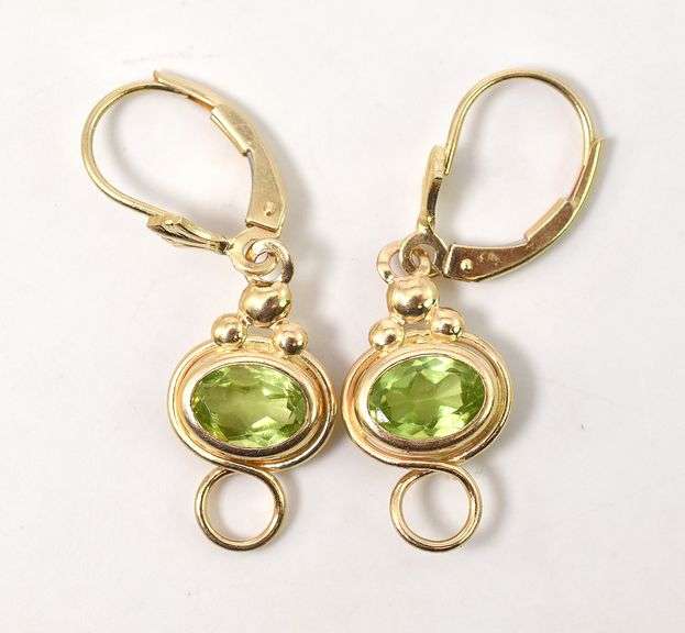 Incredible Peridot Dangle Earrings in 14K Yellow Gold