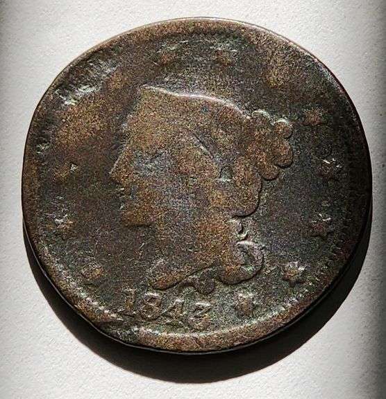 1843 Braided Hair Cent, Circulated