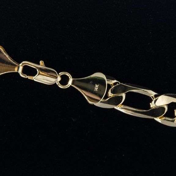 Huge 101.4 Gram 14 Kt Yellow Gold Plate Italian Figaro Link Necklace