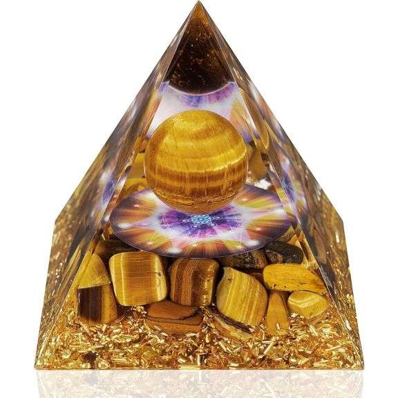 Handmade Orgone Pyramid with Tiger's Eye Stones