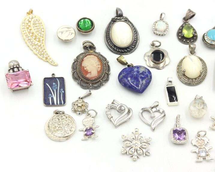 vintage 925 sterling silver group lot of pendants