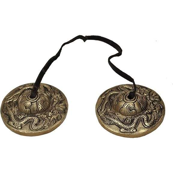 Tibetan Dragon Embossed Tingsha Bells Meditation Cymbals