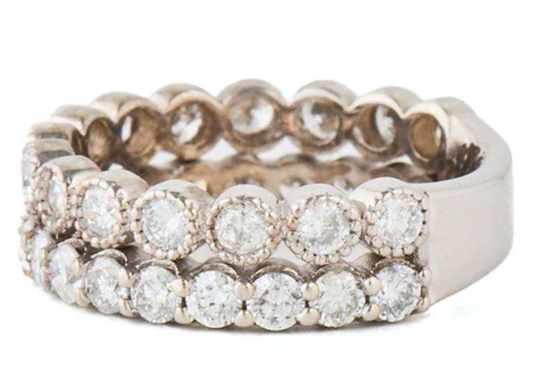 1.75ctw Diamond Milgrain Double Row Band Ring in 14K