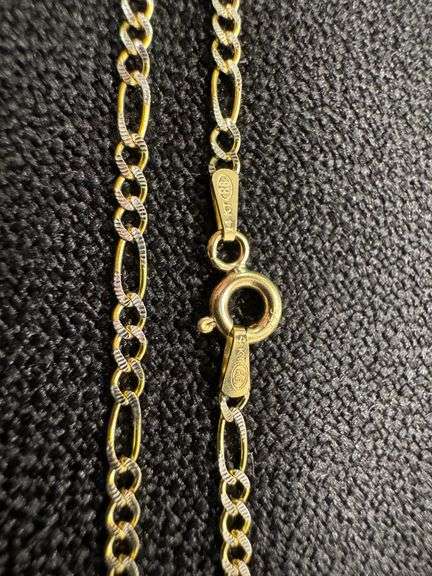 14k Yellow Gold Solid Pave Figaro Link Chain 1.9mm Necklace 18"