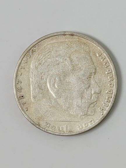 1936-G 5 Reichsmark Paul Von, Circulated