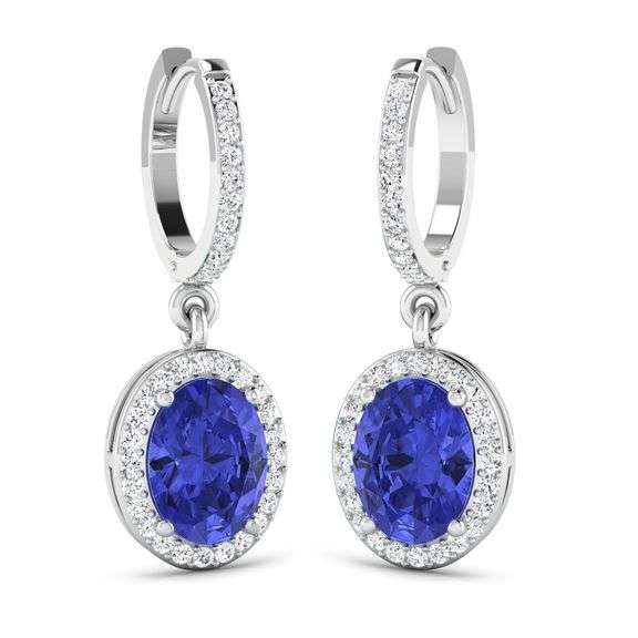 14KT White Gold 2.18ctw Tanzanite and Diamond Earrings