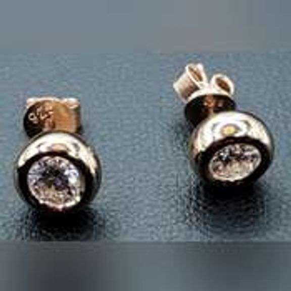 14 Kt Rose Gold Plated 1 Ctw Fire Moissanite Earrings