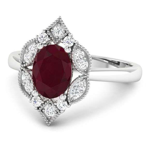 14KT White Gold 1.5ctw Ruby and Diamond Ring