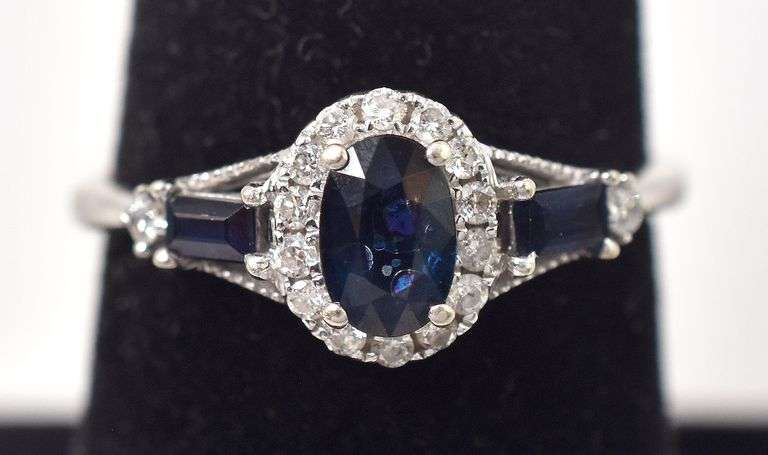Lavish Sapphire and Diamond Ring in 10K White Gold