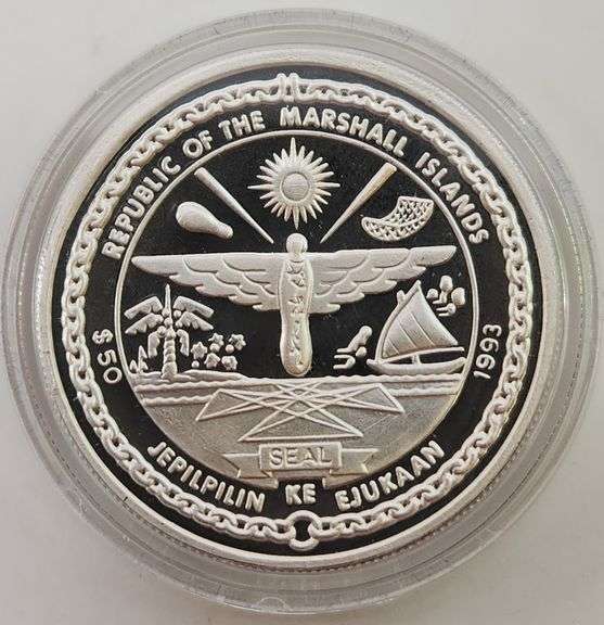 1993 $50 Flight At Kittyhawk Proof Silver Coin