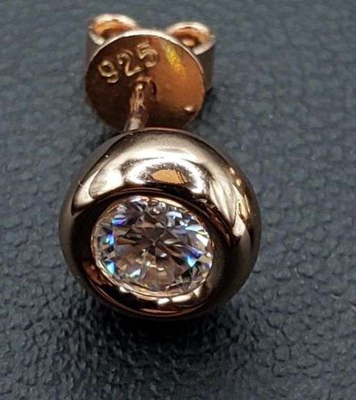 14 Kt Rose Gold Plated 1 Ctw Fire Moissanite Earrings