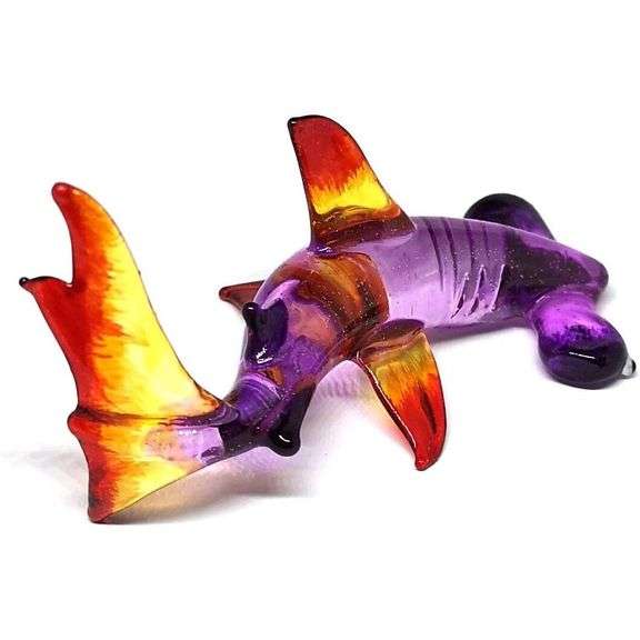 Hand Blown Glass Hammerhead Shark Collectible Decor