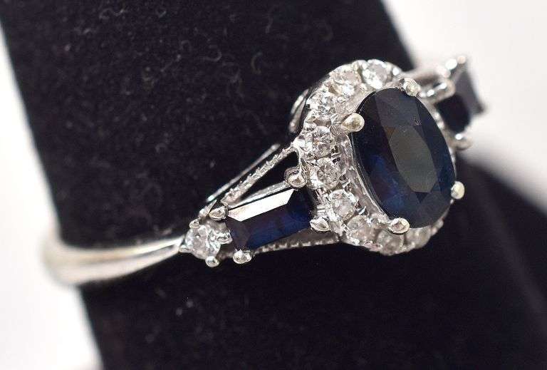 Lavish Sapphire and Diamond Ring in 10K White Gold