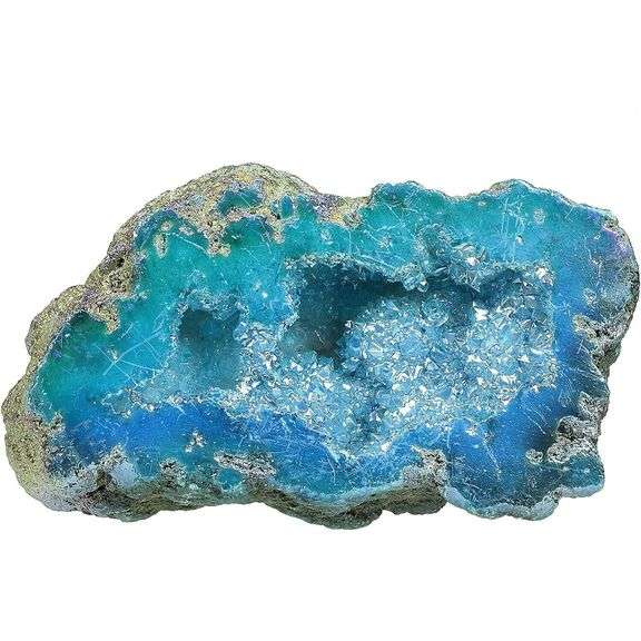 Angel Aura Quartz Geode Stone Natural Crystal