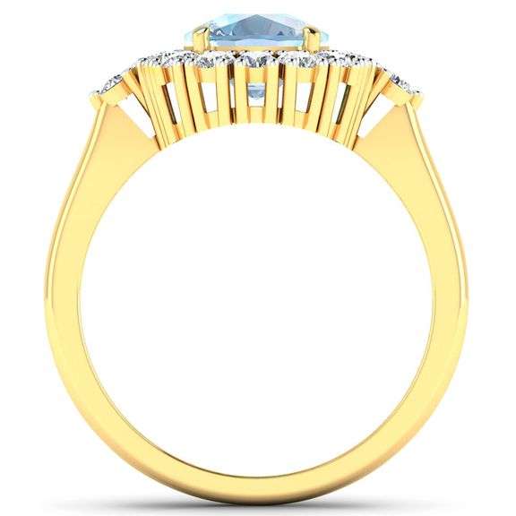 14KT Yellow Gold 1.65ct Aquamarine and Diamond Ring