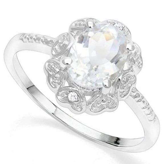 1.39 CT AQUAMARINE 925 STERLING SILVER COCKTAIL RING