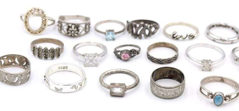 Group lot of Vintage 925 sterling silver rings