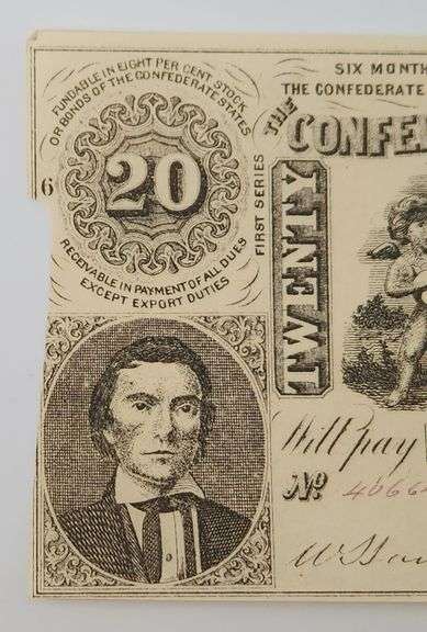 1861 Confederate States Of America $20 Twenty Dollar Note Richmond
