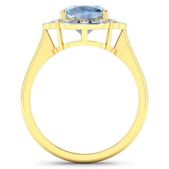 14KT Yellow Gold 1.48ctw Aquamarine and Diamond Ring
