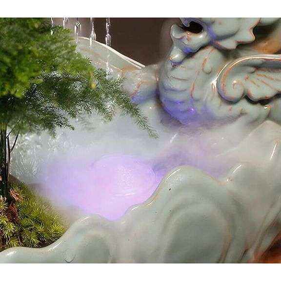 Ceramic Tabletop Waterfall with Mist & LED Light