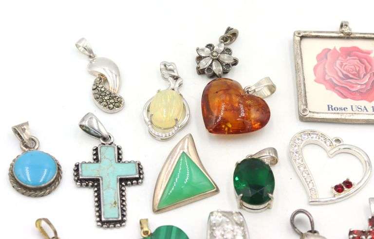 Group lot of Vintage 925 sterling silver pendants