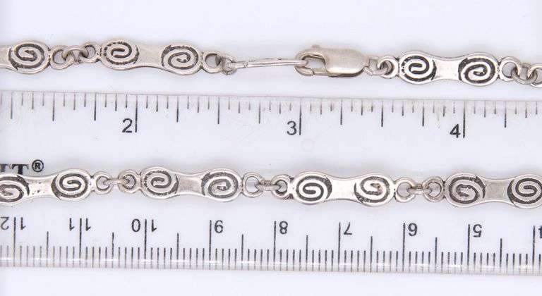 Vintage 925 Sterling Silver Bone Link Necklace