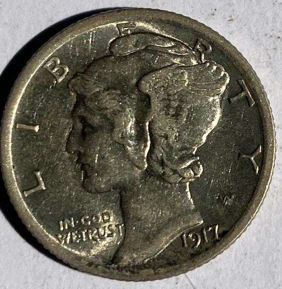 1917 Full Bands BU Mercury Dime