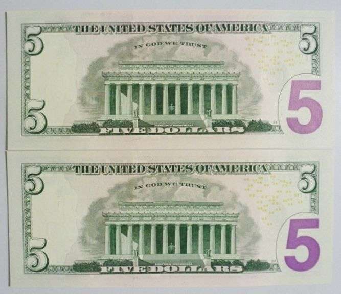 (2) Superb Crisp 2021 $5 Star Replacement Notes Minneapolis-Consecutive!